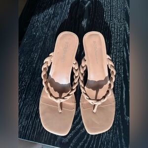 BCBGeneration Tan Braided Kitten Heel Sandals